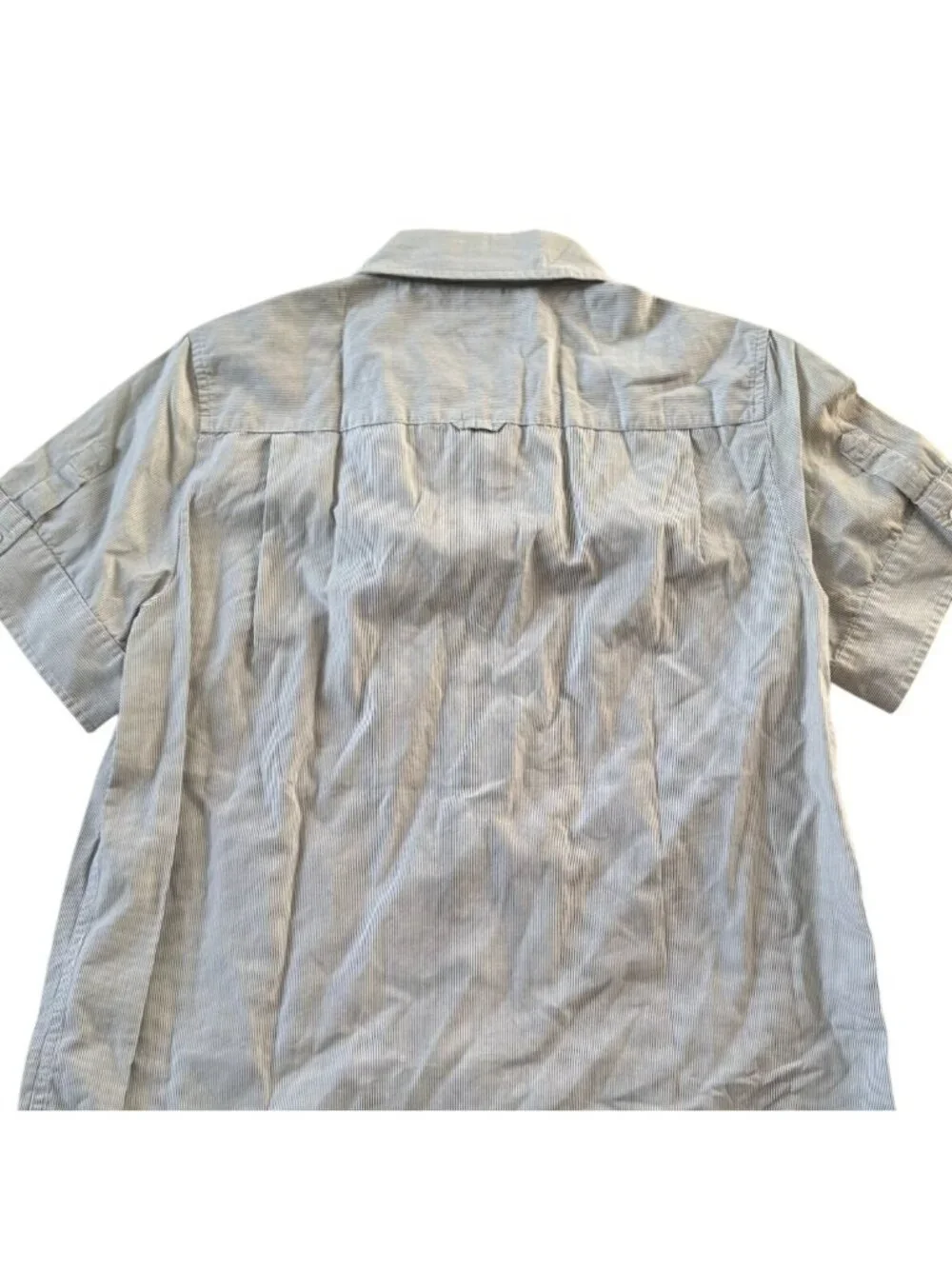 J.Crew Striped Shirt 12 Short Sleeve Button Down Cotton Blue White Style 82443
